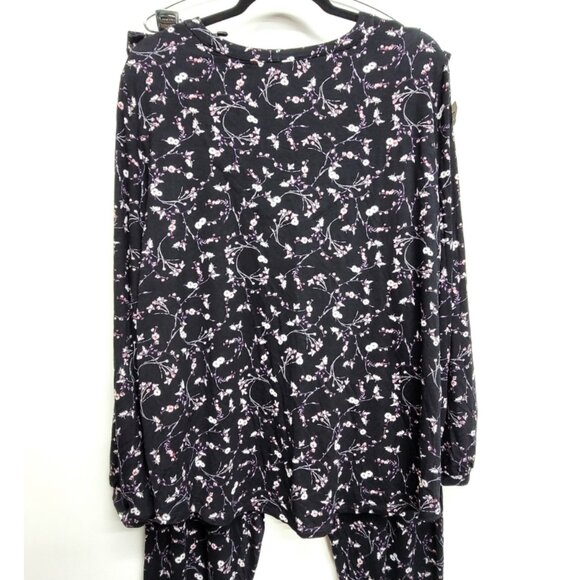 NWT Charter Club Black Floral PJ Set Long Sleeve Top Jogger Pant XXL - Picture 4 of 10
